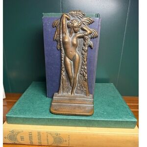 Rare Verona 683 PAT. PEND. "Eve"‎ Art Deco Nude Lady Cast Iron Bookends